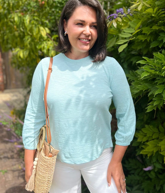 Mint Green Cotton Crew Neck Top