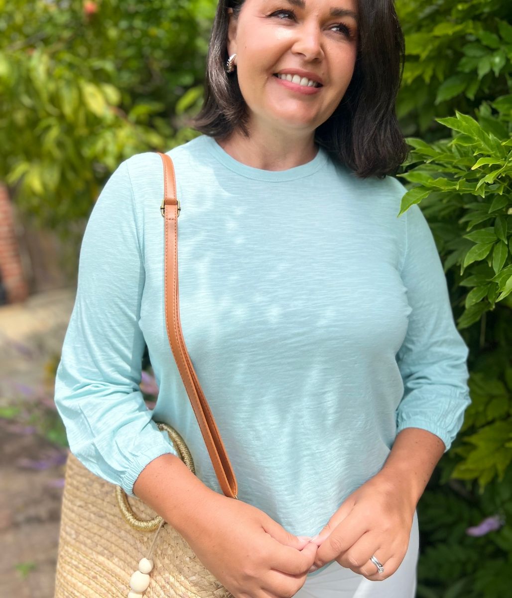 Mint Green Cotton Crew Neck Top