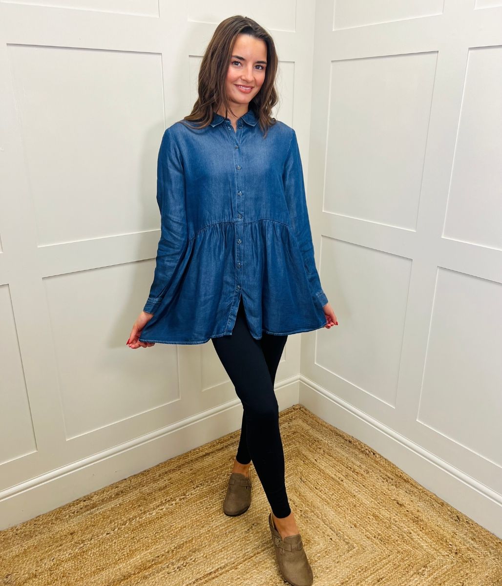 Denim Peplum Tunic Top