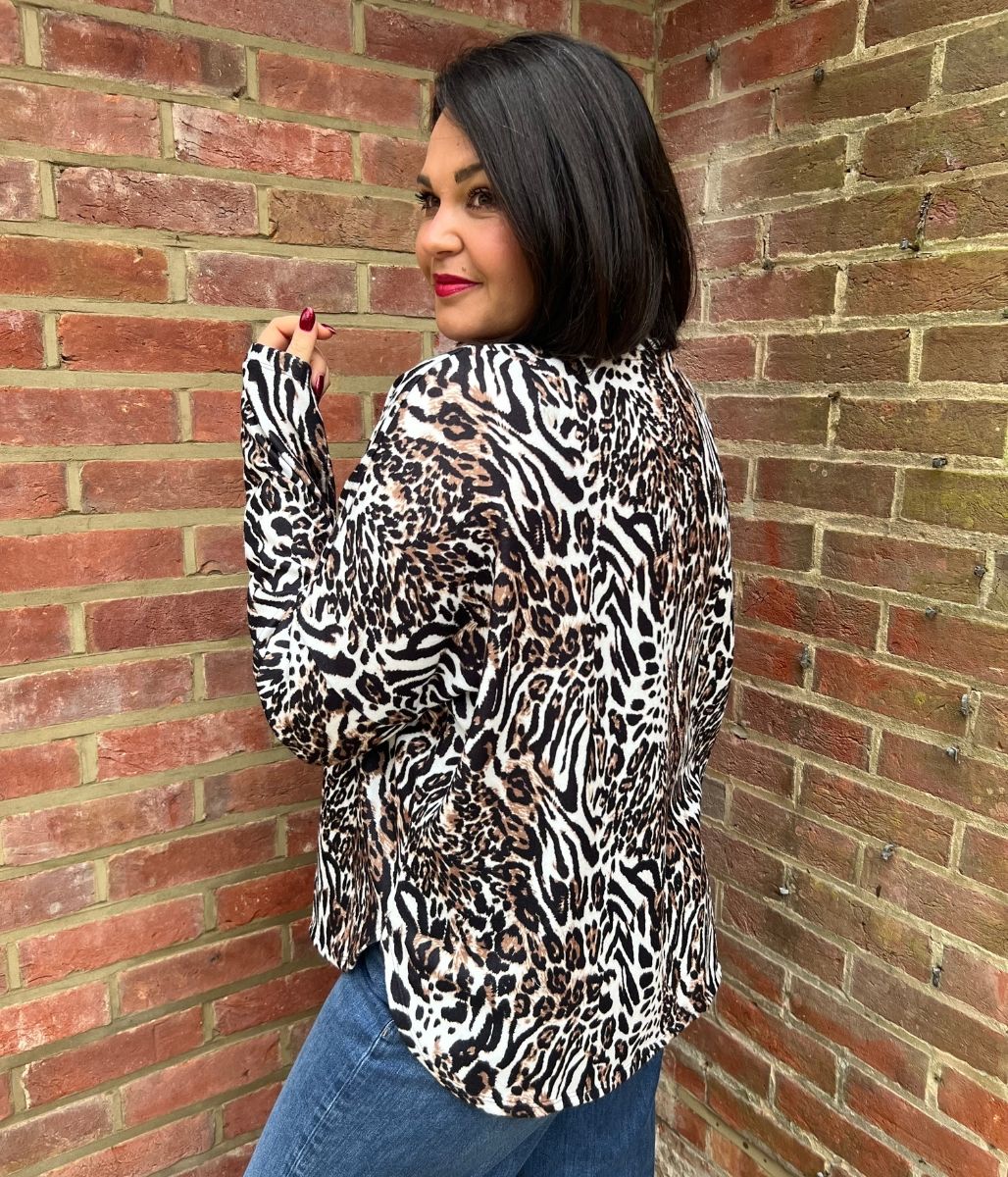 Oversized Leopard Print Batwing Top