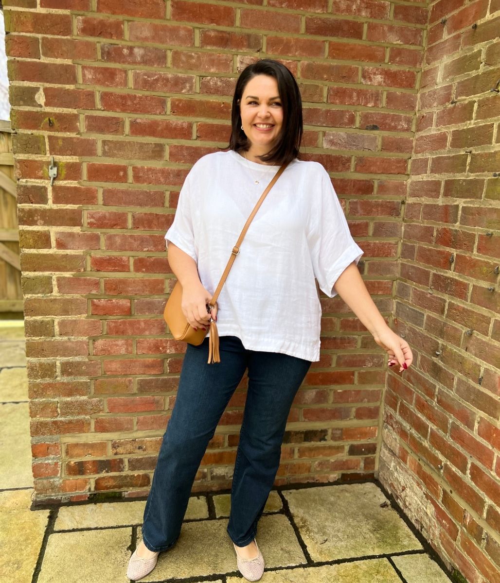 White Pure Linen Relaxed Top