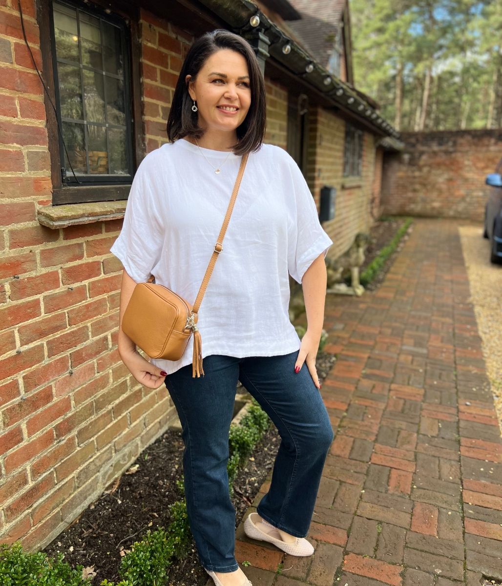 White Pure Linen Relaxed Top
