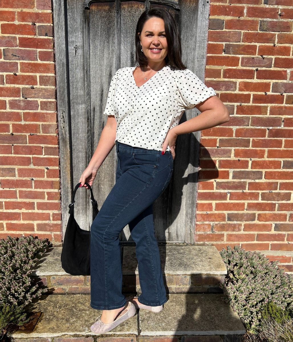 Ivory Polka Dot Print Puff Sleeve Blouse
