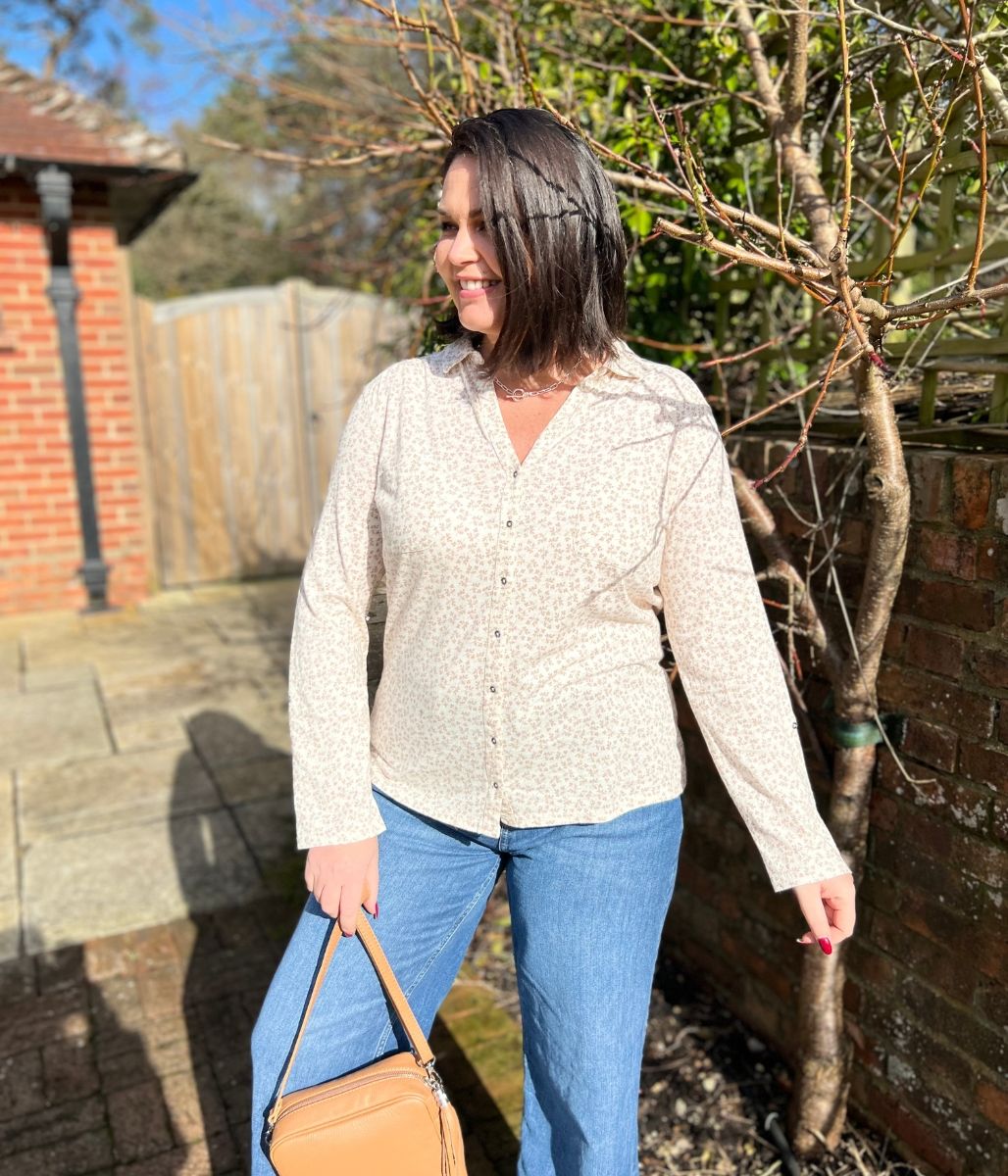 Natural Sprig Print Annie Jersey Shirt