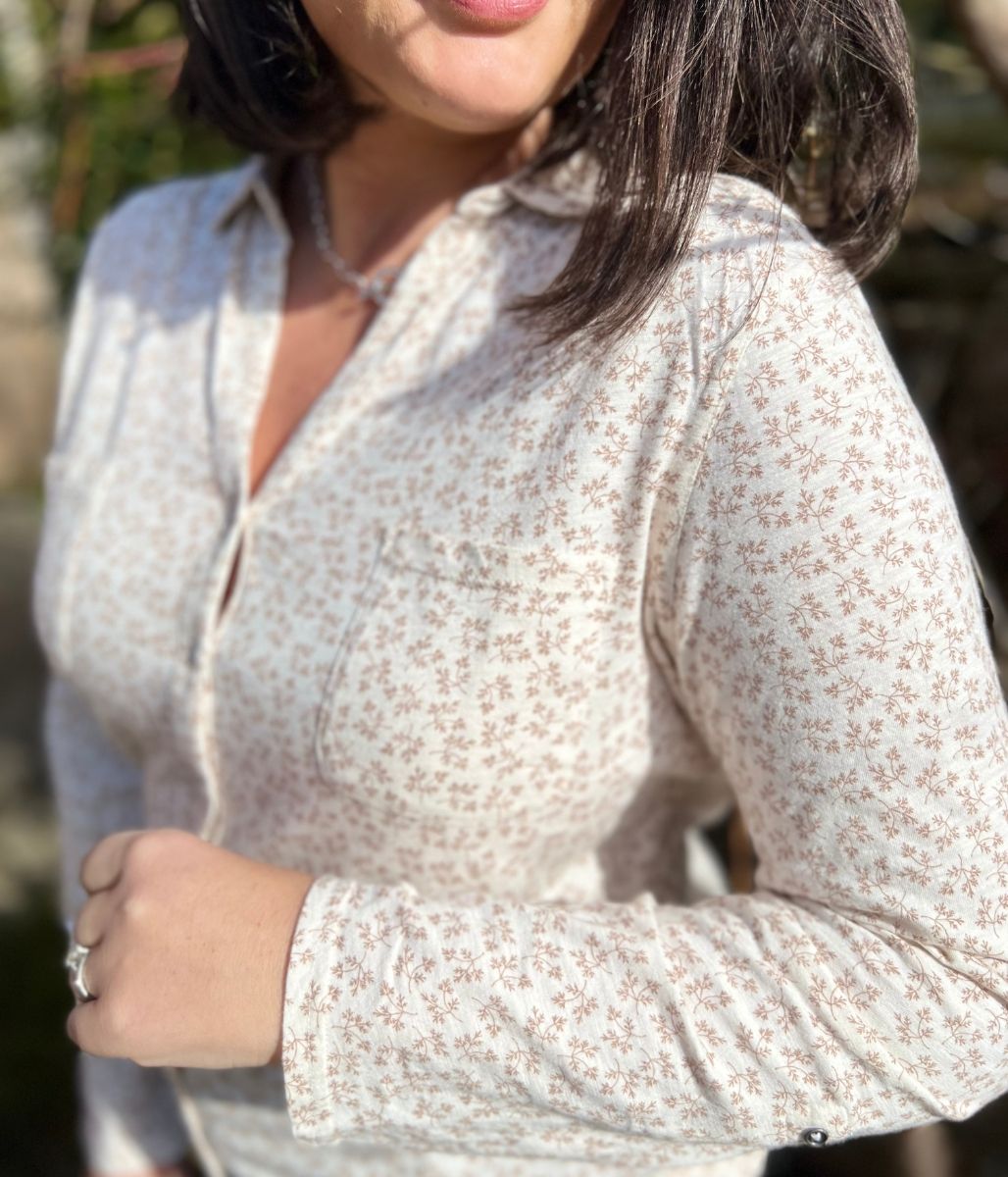 Natural Sprig Print Annie Jersey Shirt