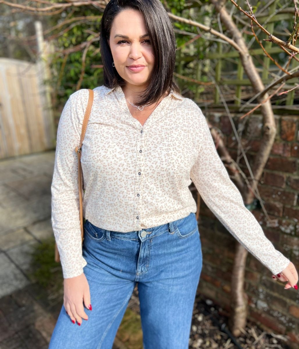 Natural Sprig Print Annie Jersey Shirt