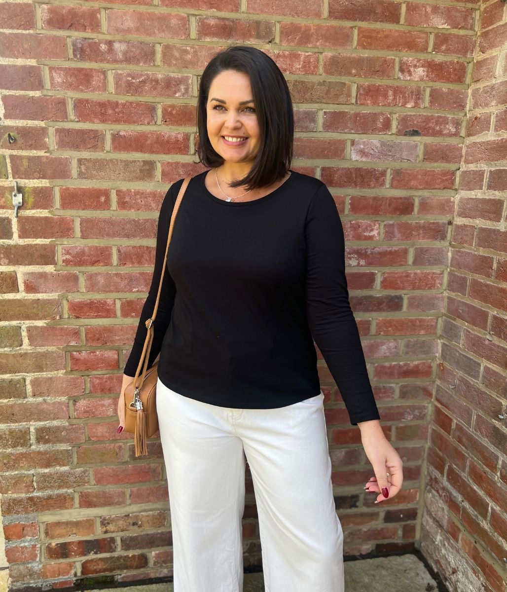 Black Long Sleeve Cotton Top