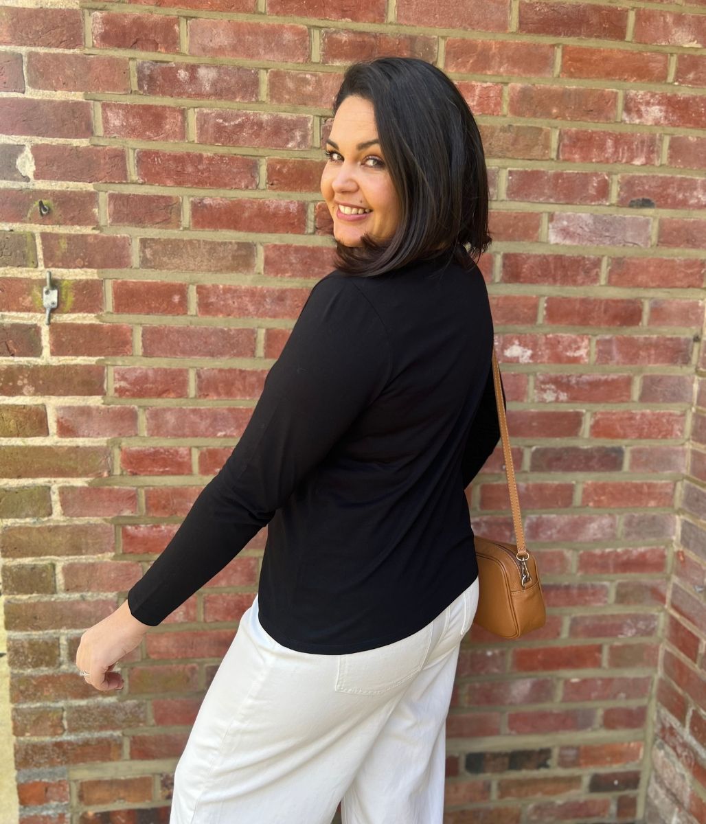 Black Long Sleeve Cotton Top