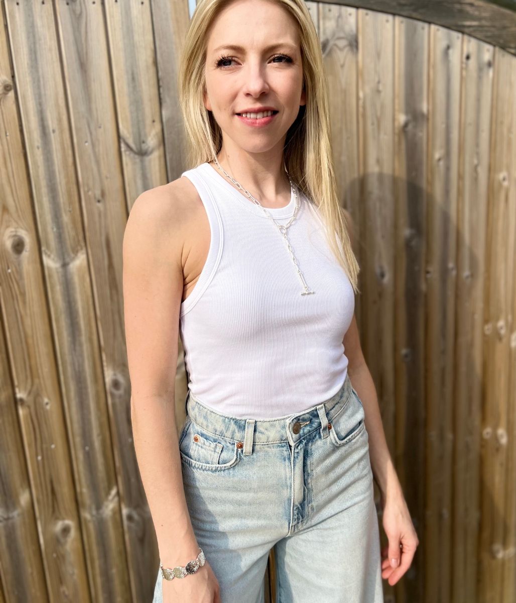 White Ribbed Vest Top