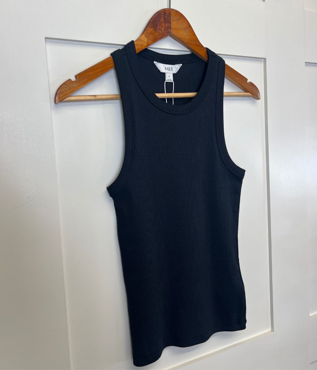 Black Ribbed Vest Top