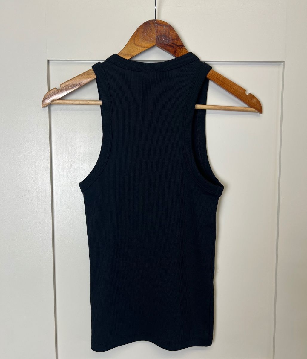 Black Ribbed Vest Top