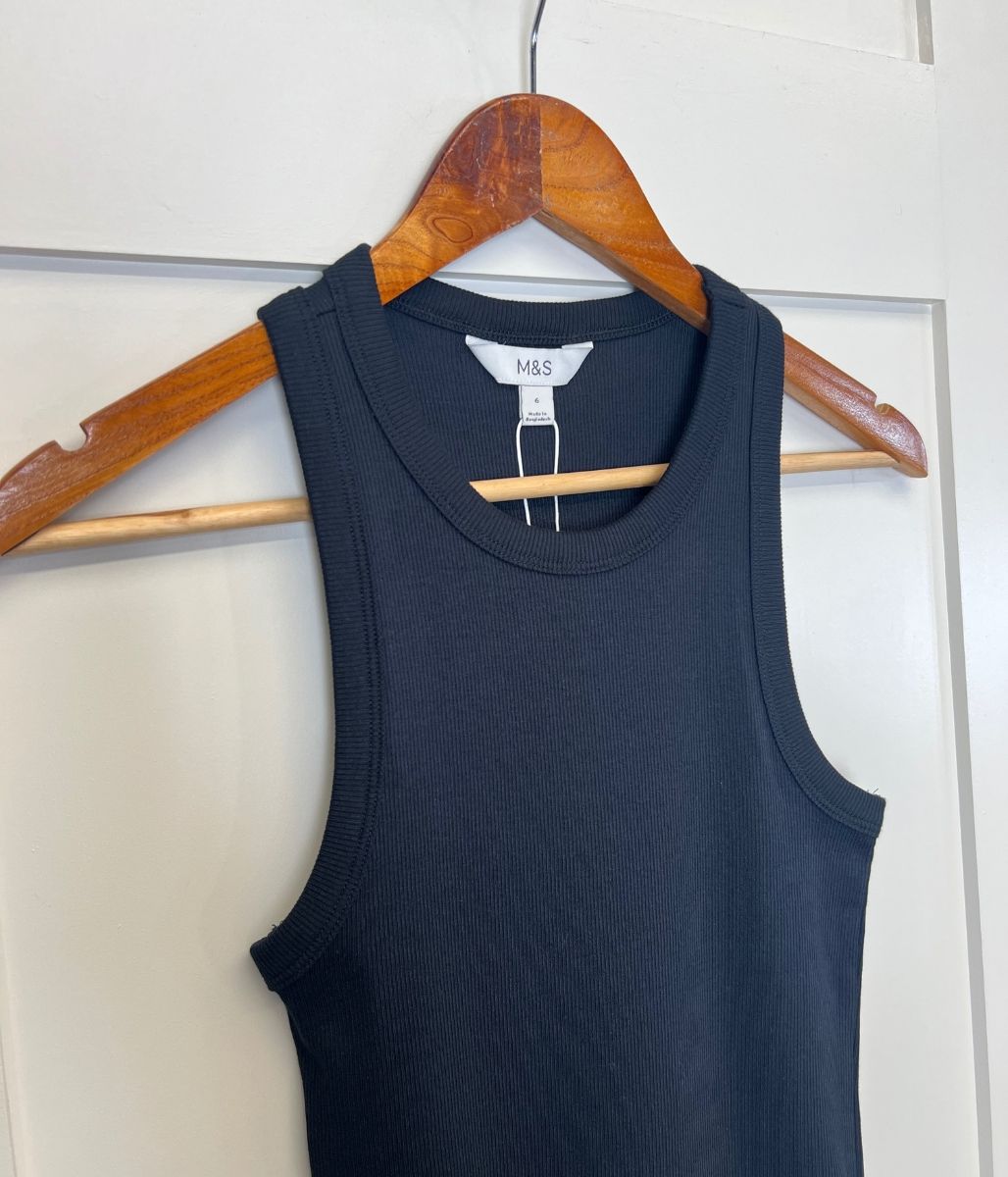 Black Ribbed Vest Top