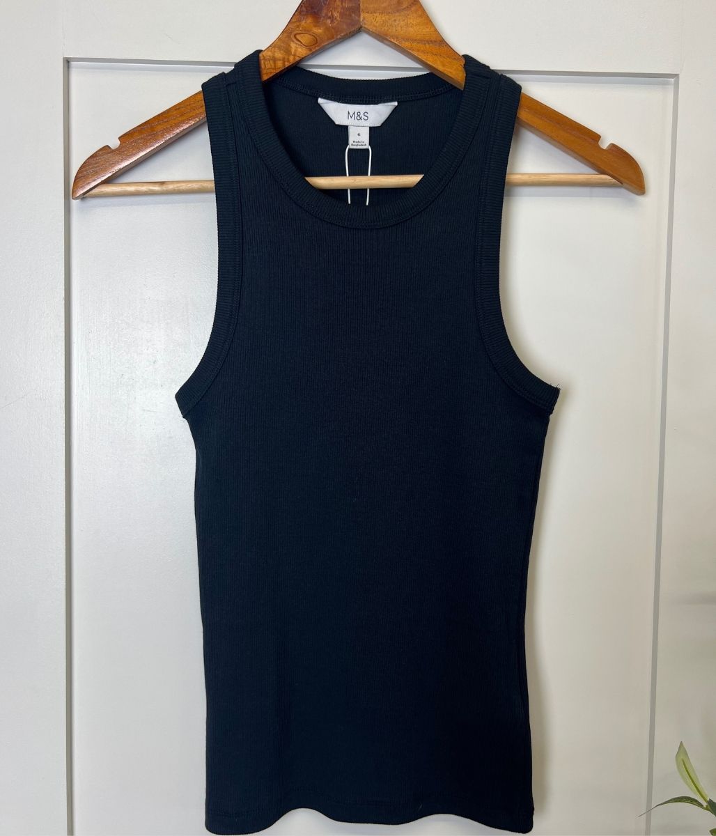 Black Ribbed Vest Top