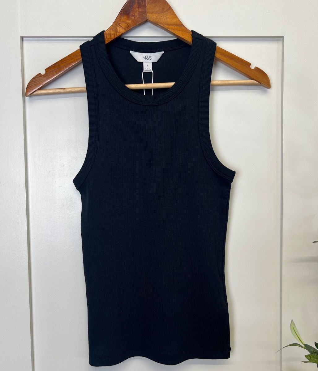 Black Ribbed Vest Top