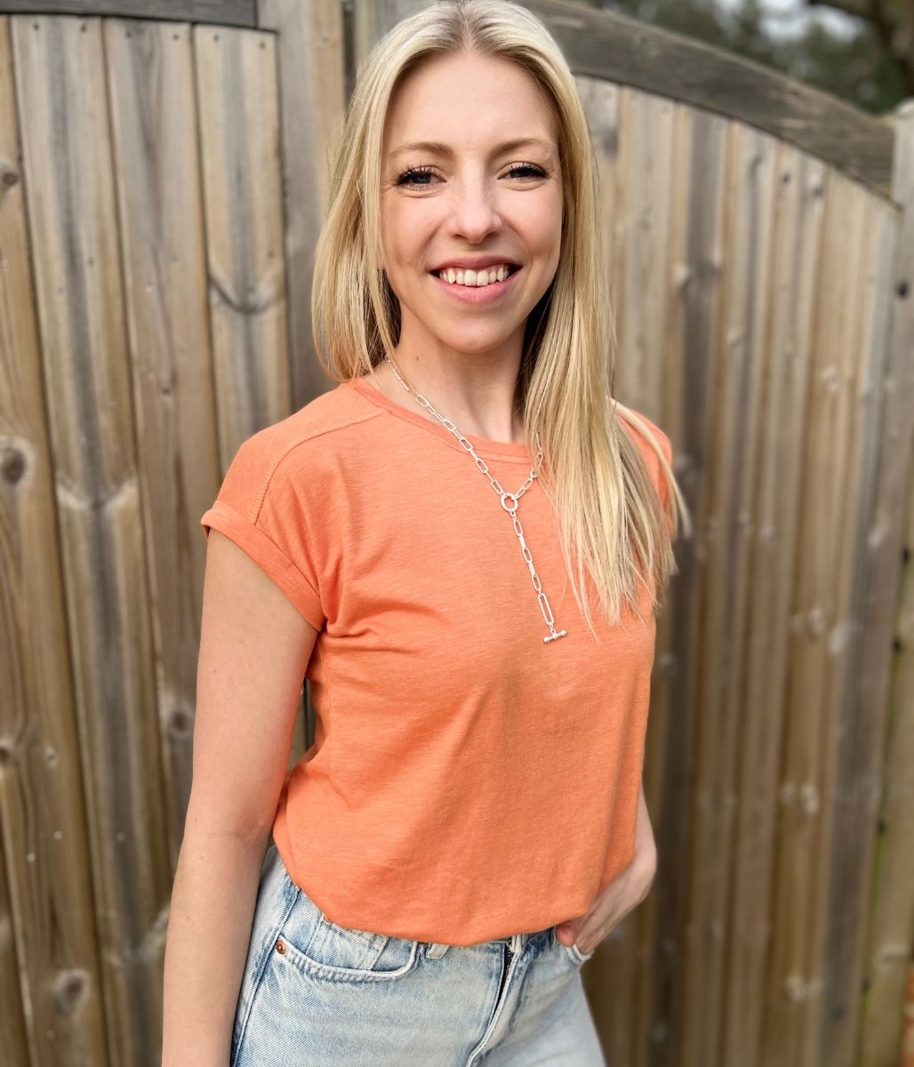 Orange Essential Cap Sleeve Tee