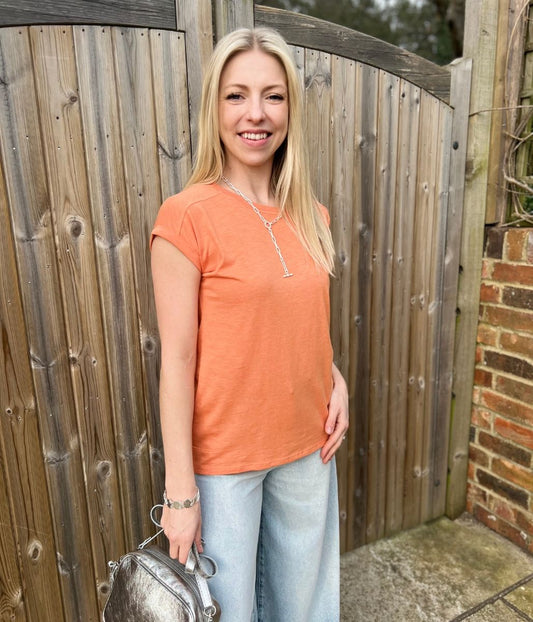 Orange Essential Cap Sleeve Tee