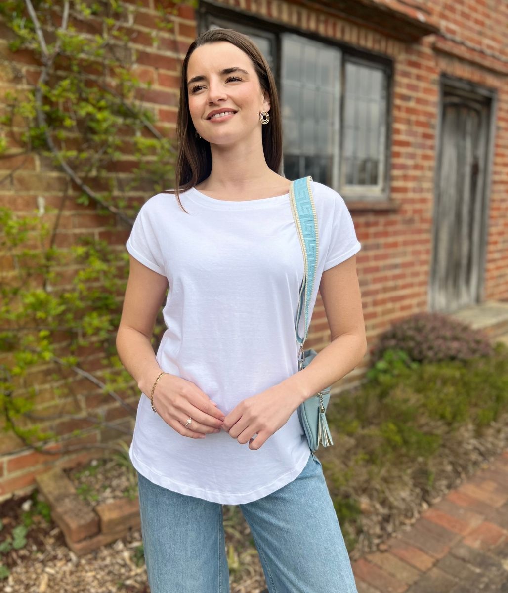 White Cap Sleeve Cotton T Shirt