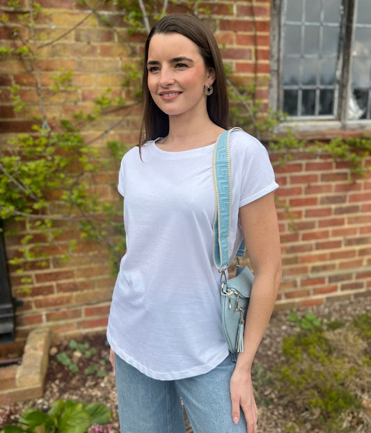 White Cap Sleeve Cotton T Shirt