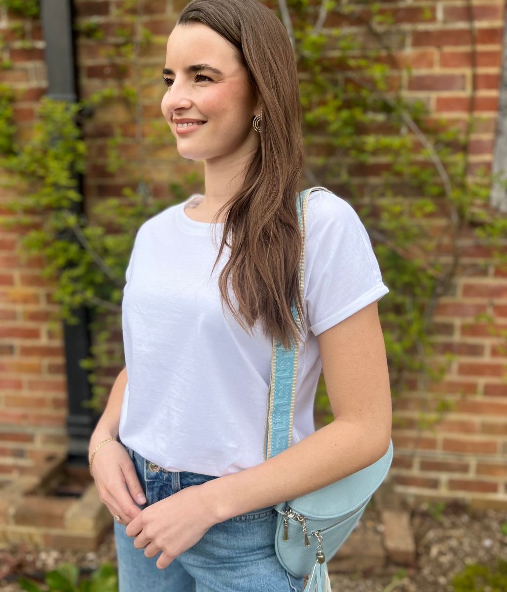 White Cap Sleeve Cotton T Shirt