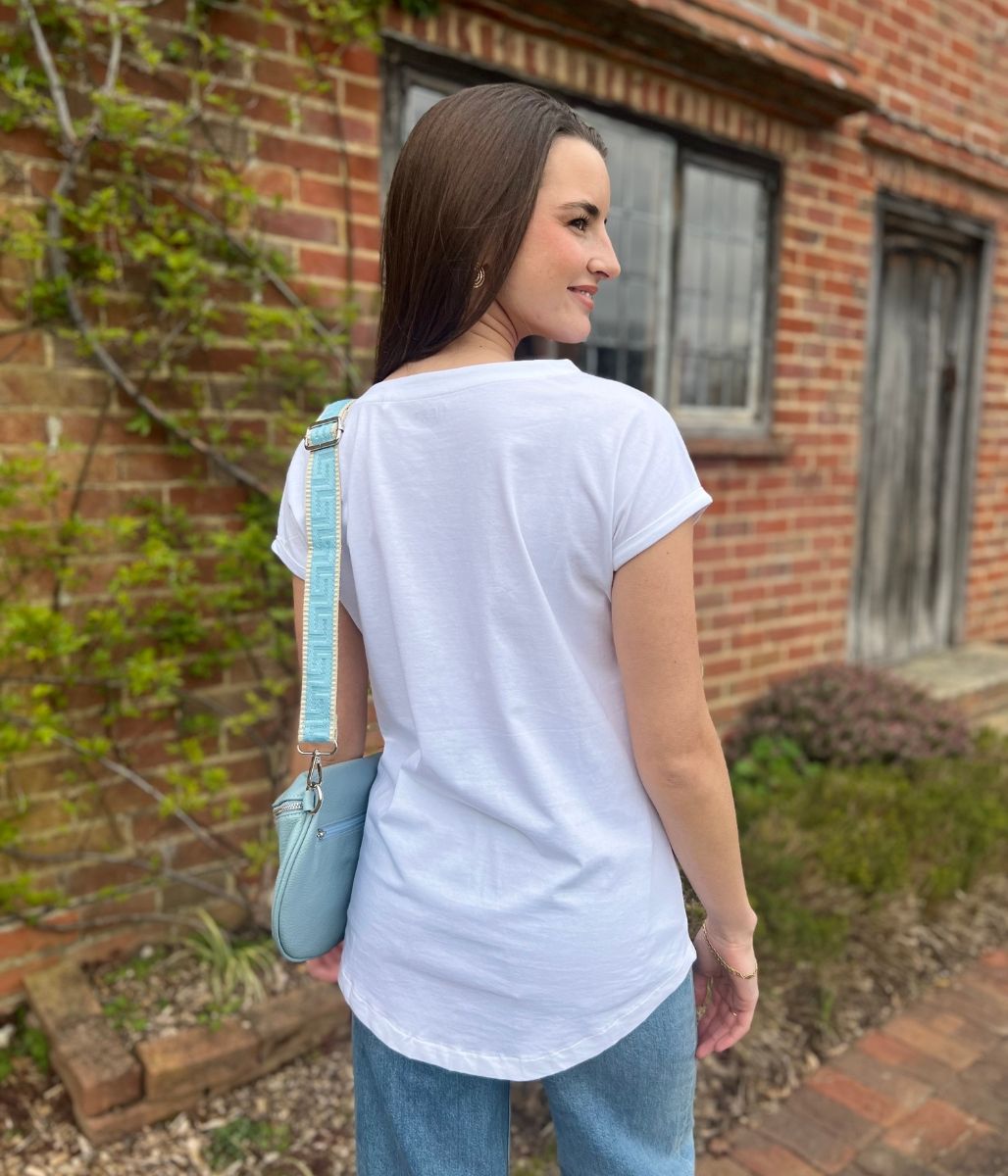 White Cap Sleeve Cotton T Shirt
