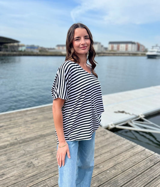 Black Italian Collection Striped T Shirt