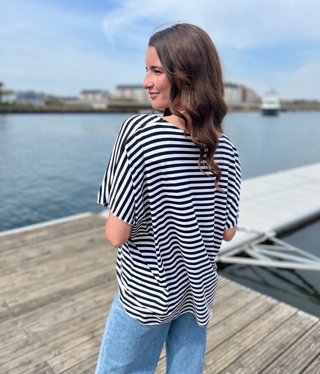 Black Italian Collection Striped T Shirt