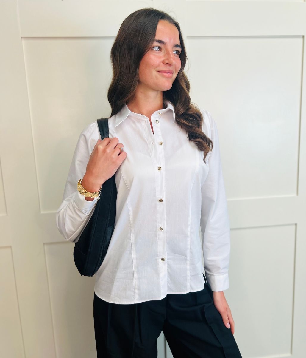 Naf Naf White Cotton Rich Panelled Blouse