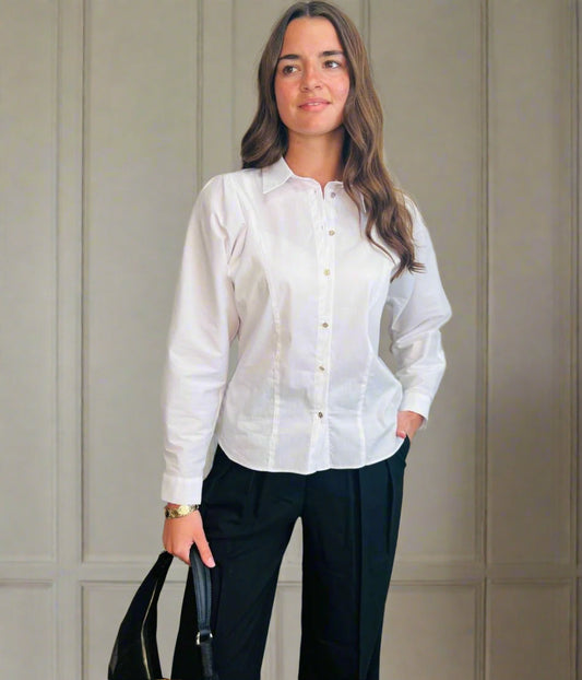 Naf Naf White Cotton Rich Panelled Blouse