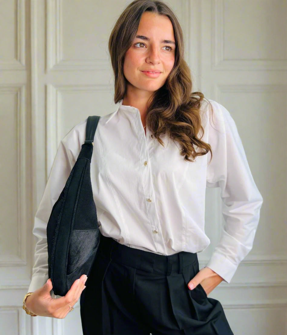 Naf Naf White Cotton Rich Panelled Blouse