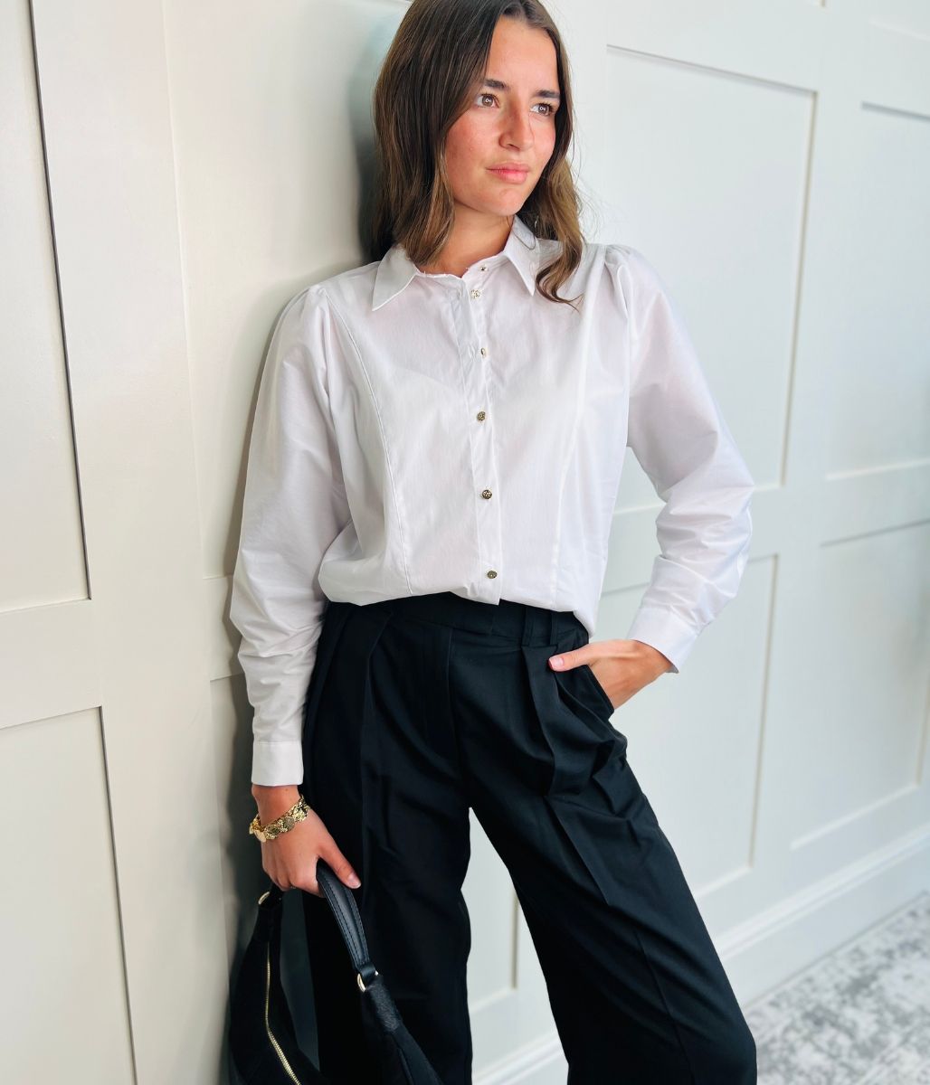 Naf Naf White Cotton Rich Panelled Blouse