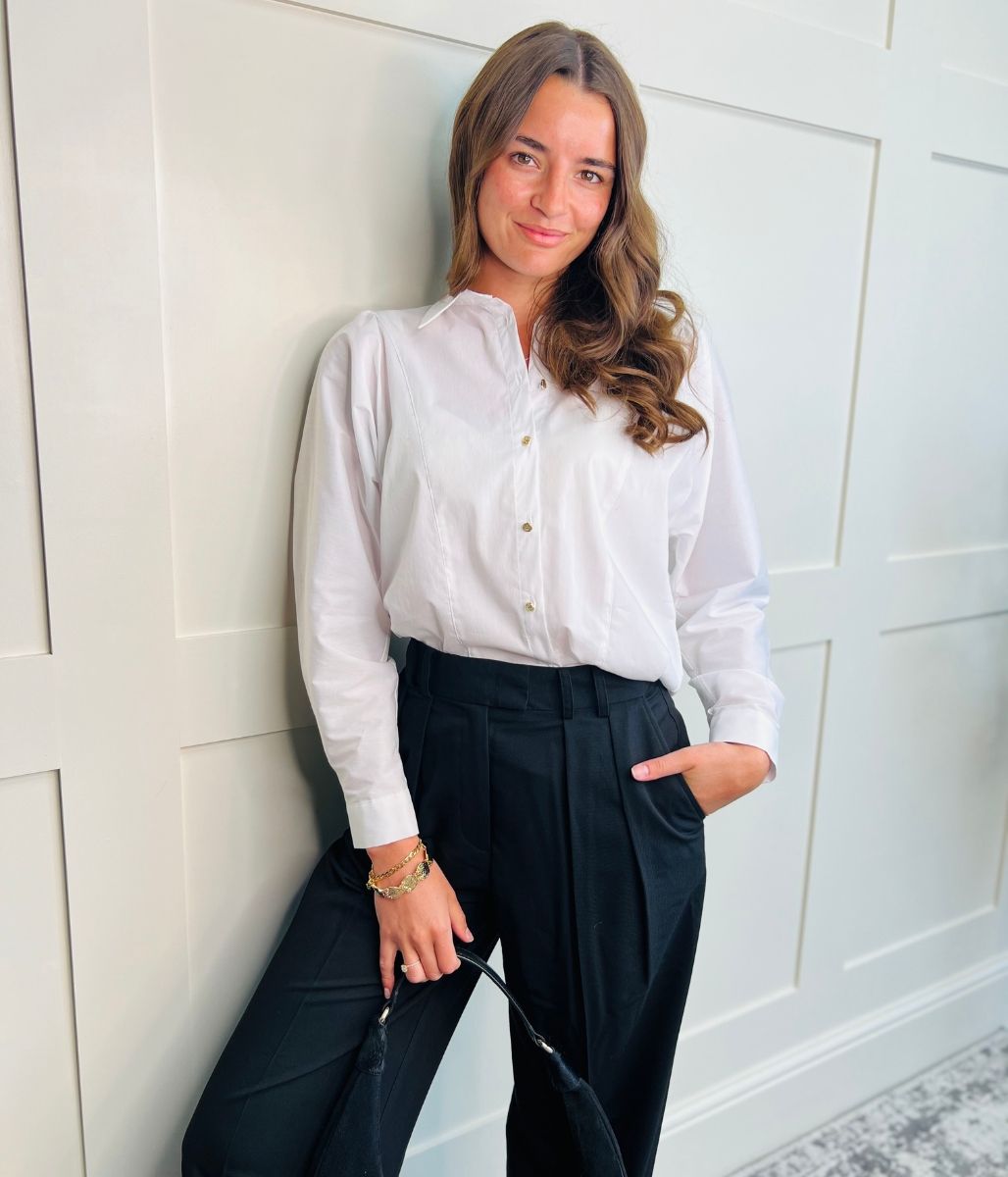 Naf Naf White Cotton Rich Panelled Blouse