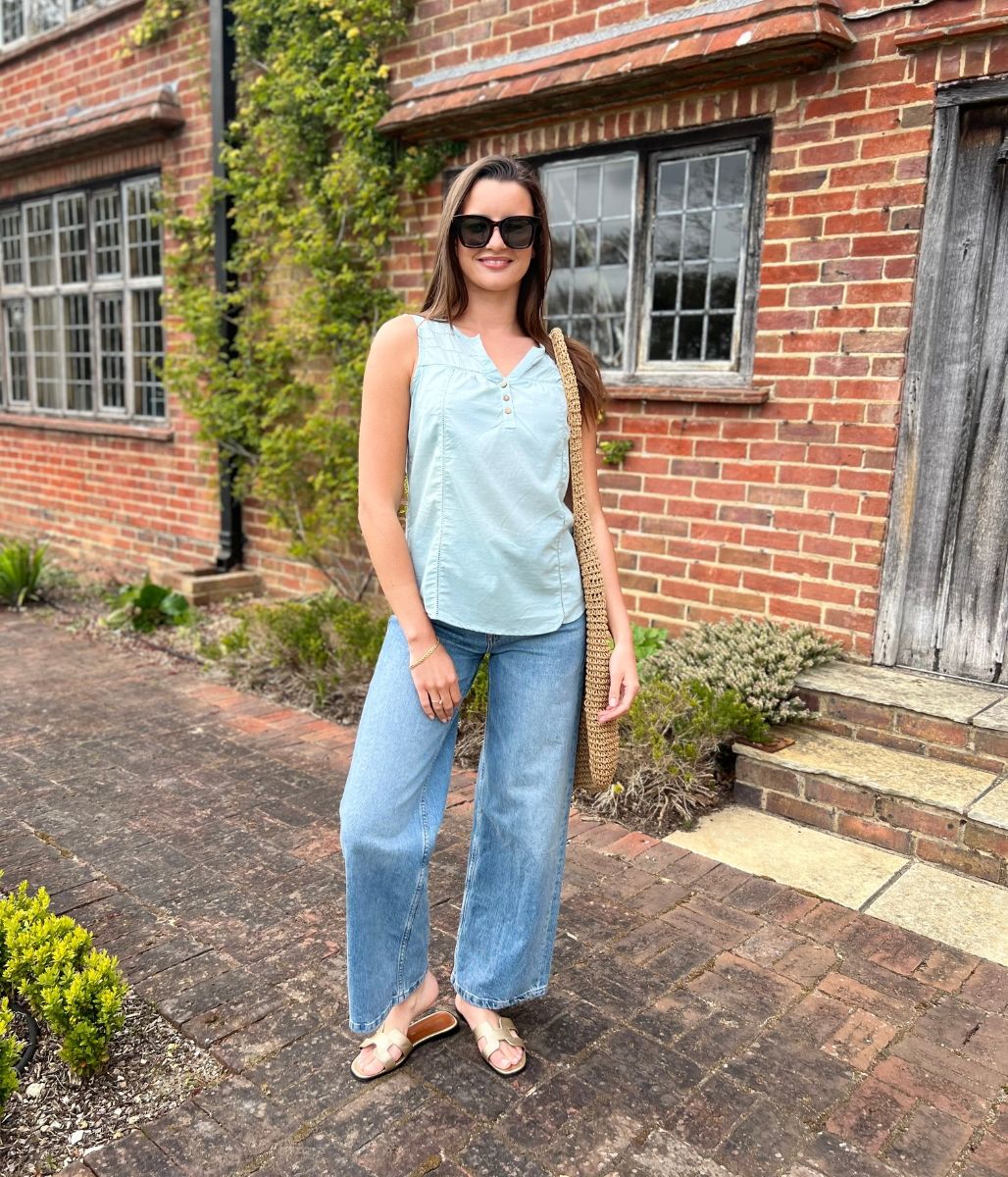 Sage Dobby Sleeveless Blouse