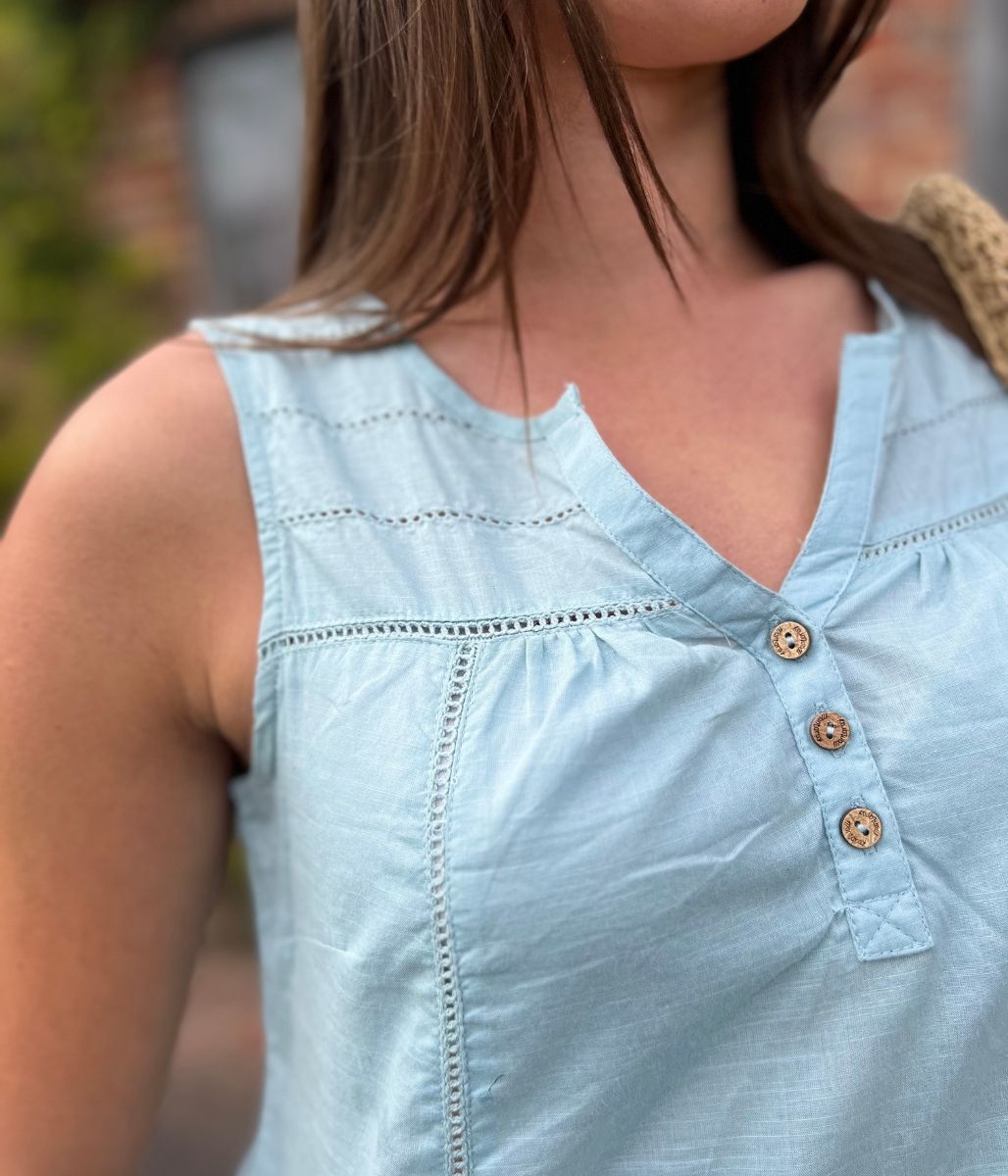 Sage Dobby Sleeveless Blouse