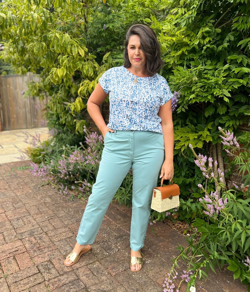 Blue Print Cotton Cap Sleeve Top