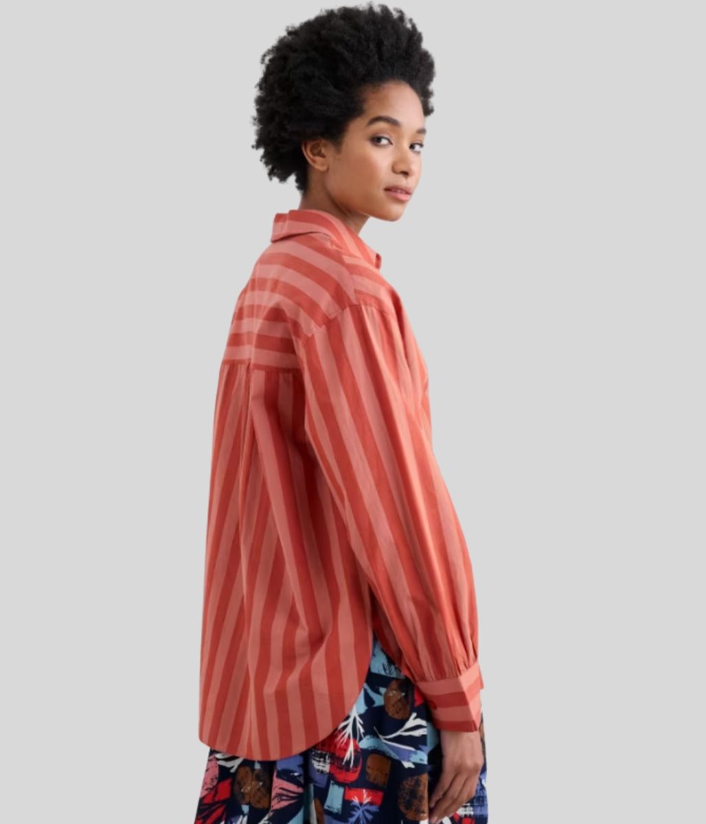 Ex Seasalt Sea Path Oversized Striped Poplin Shirt