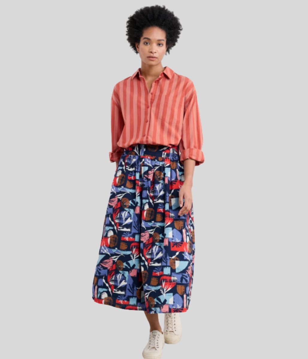 Ex Seasalt Sea Path Oversized Striped Poplin Shirt