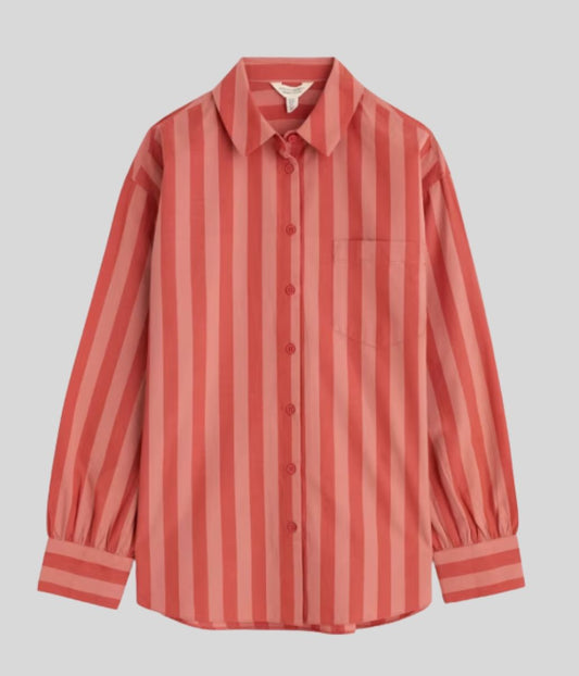 Ex Seasalt Sea Path Oversized Striped Poplin Shirt