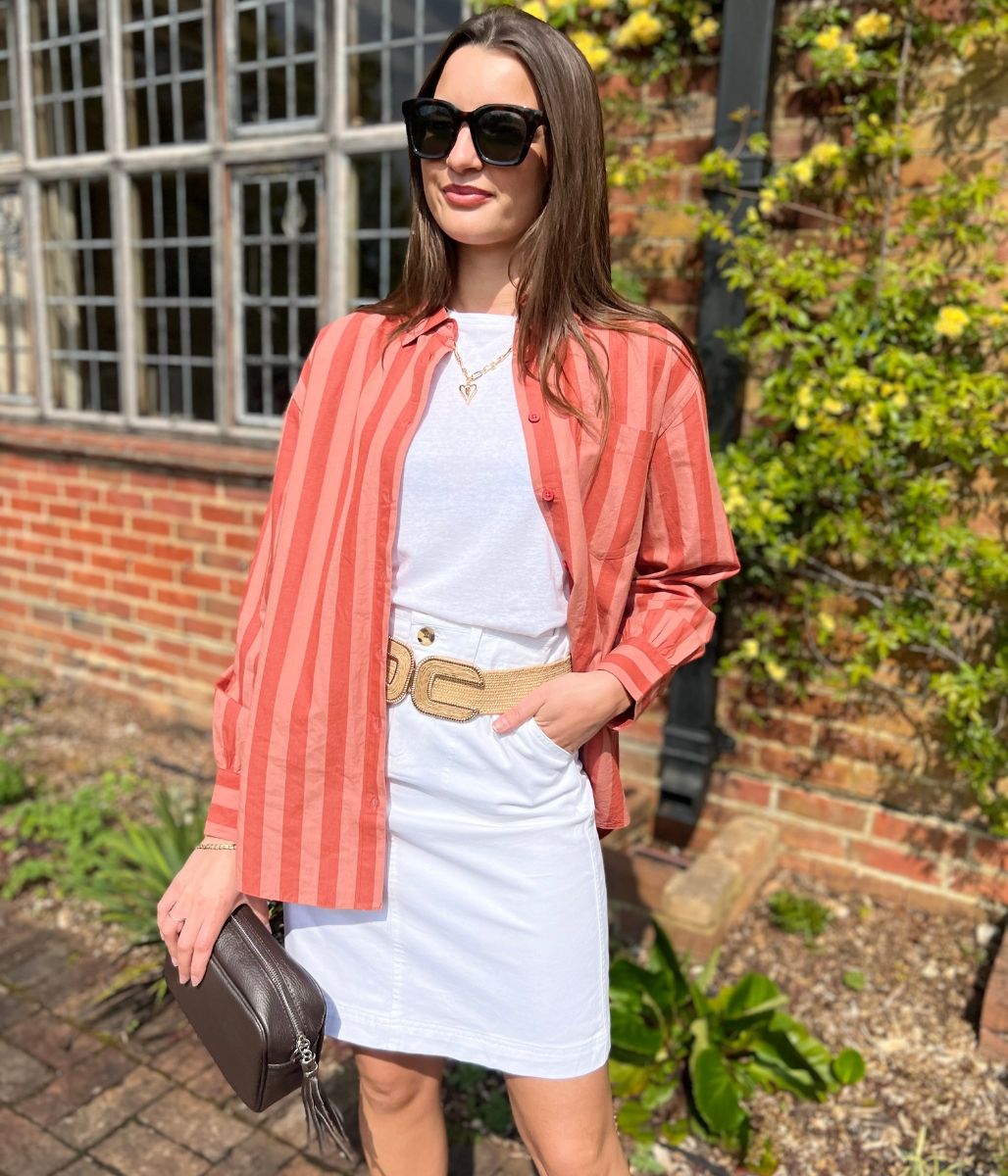 Ex Seasalt Sea Path Oversized Striped Poplin Shirt