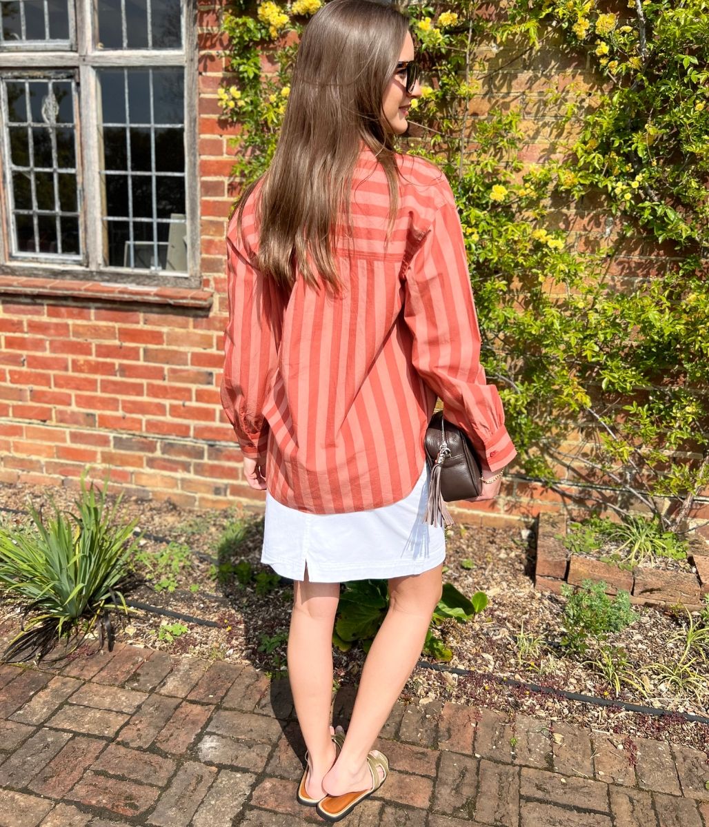 Ex Seasalt Sea Path Oversized Striped Poplin Shirt