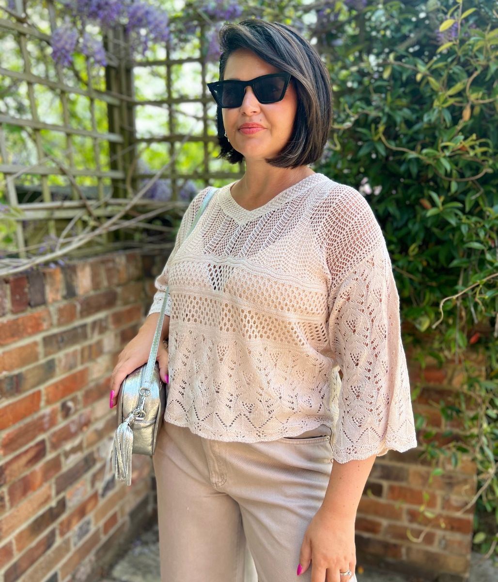 Blush Crochet V Neck Top