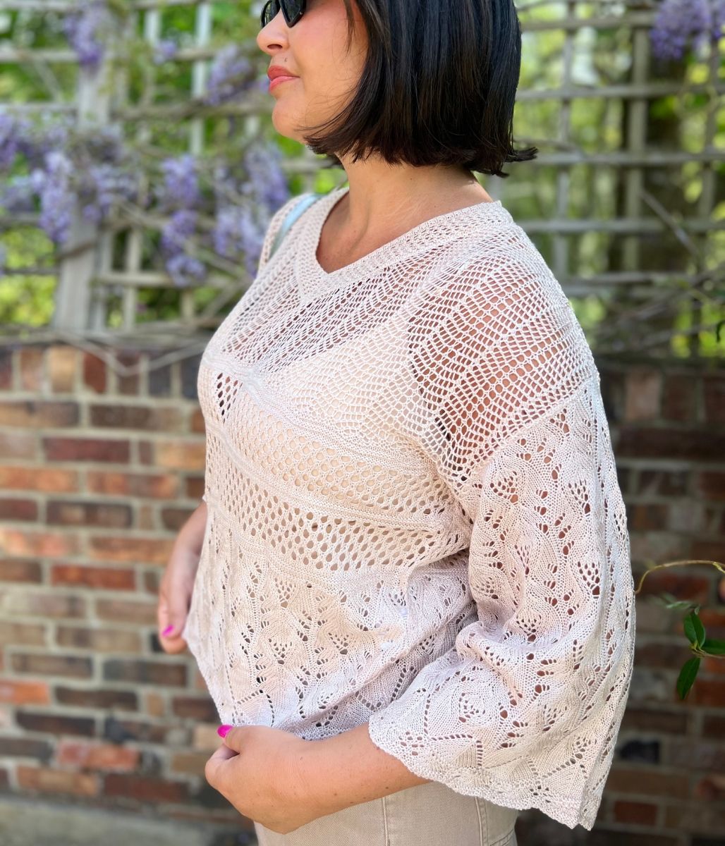 Blush Crochet V Neck Top