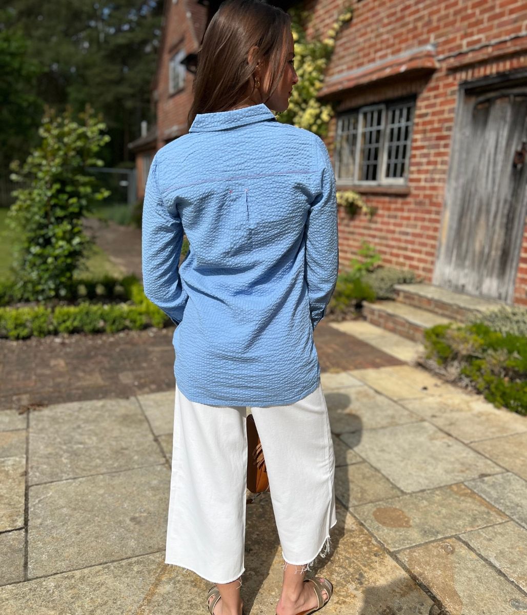 Blue 'Violet' Longline Tunic Style Shirt