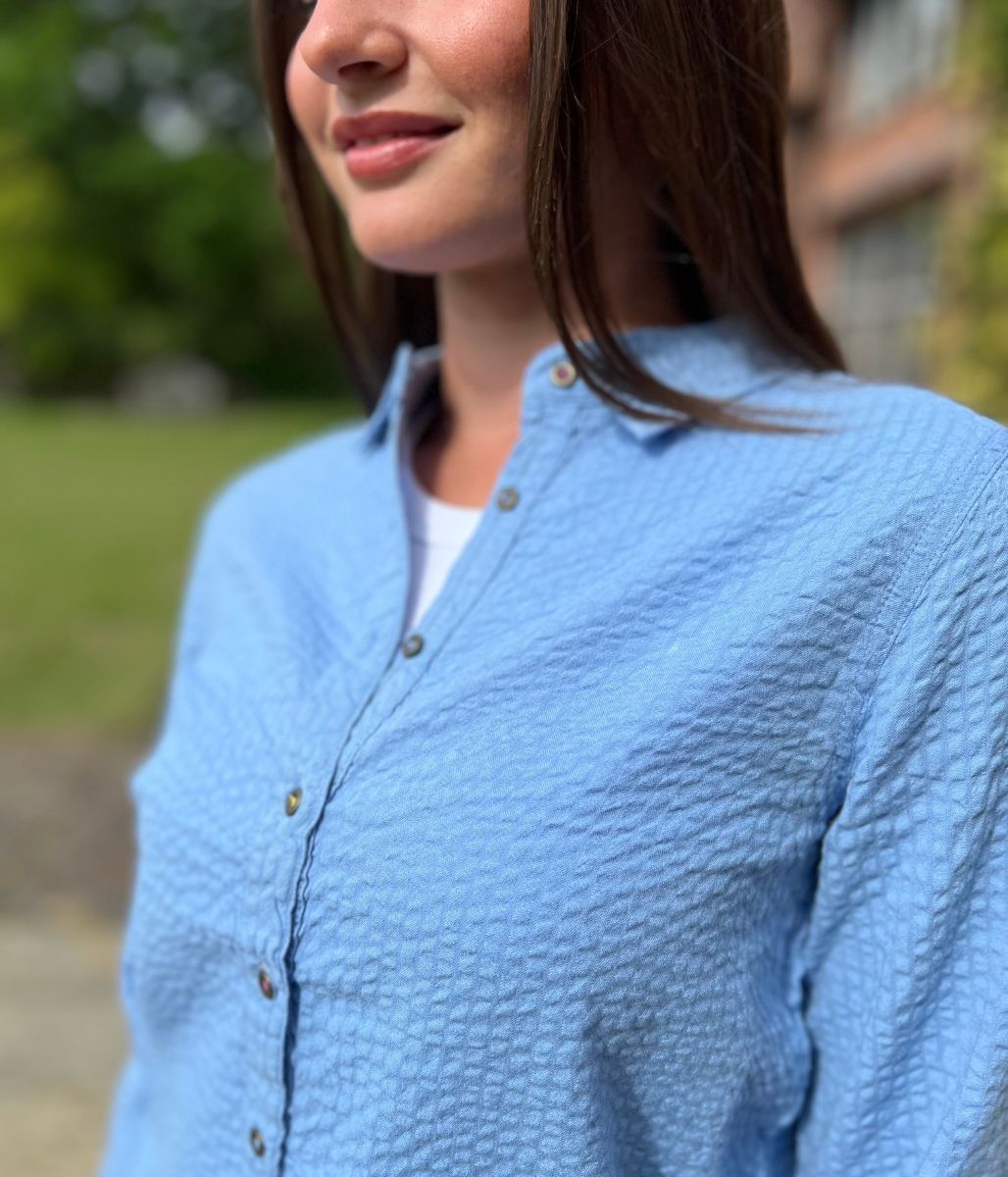 Blue 'Violet' Longline Tunic Style Shirt