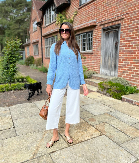 Blue 'Violet' Longline Tunic Style Shirt