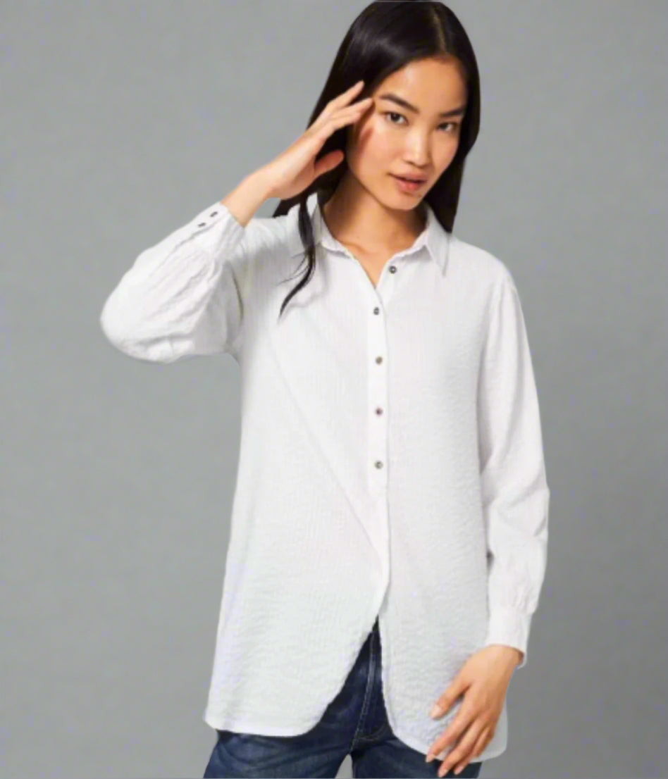 White 'Violet' Longline Tunic Style Shirt