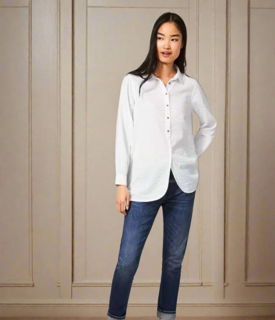White 'Violet' Longline Tunic Style Shirt