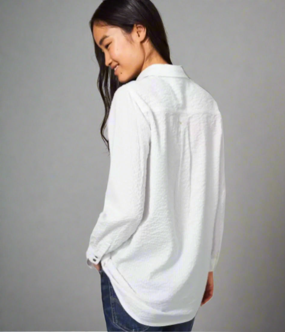 White 'Violet' Longline Tunic Style Shirt