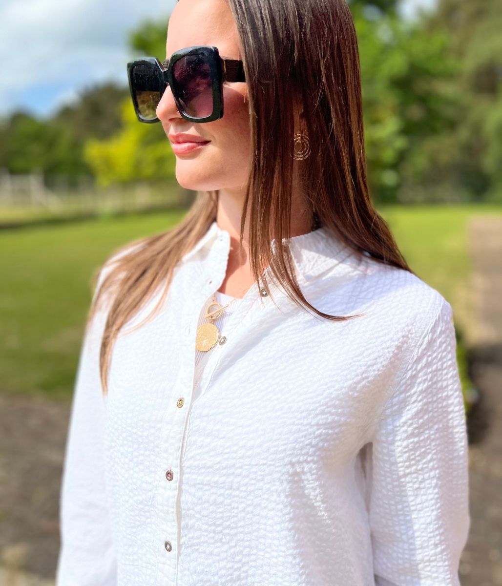 White 'Violet' Longline Tunic Style Shirt