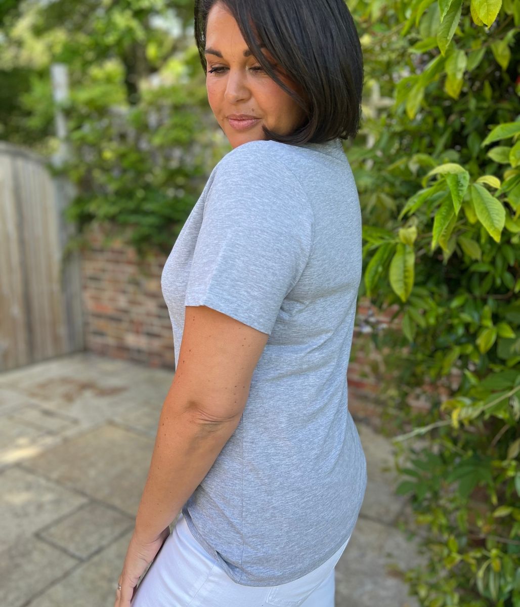 Grey Crew Neck Stretch T-Shirt