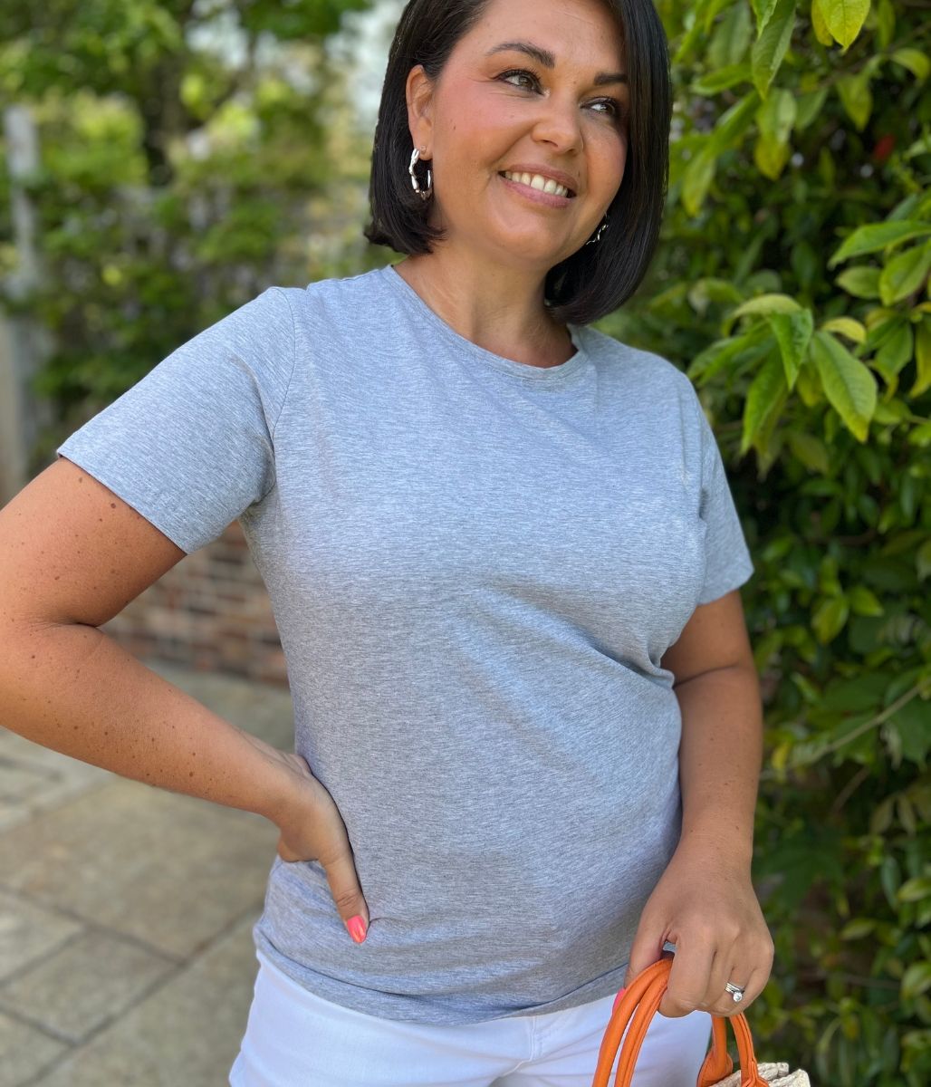 Grey Crew Neck Stretch T-Shirt